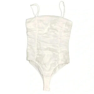 Princess Polly Womens‎ White Ruched Bodysuit Size 6 EUC